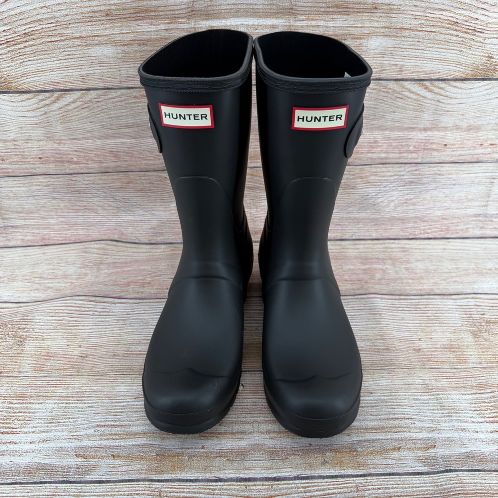 Hunter Original Short Black Matte Rain Boots Womens 9 HWS1000RMA-O‎
